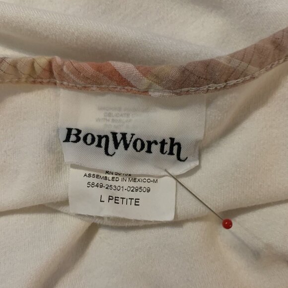 Bon Worth. Size LP. Embroidered Pullover. Short Sleeve. Cotton Blend. B82. - Picture 6 of 6